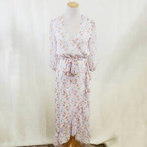 1. State Floral Wrap High/Low Midi Dress